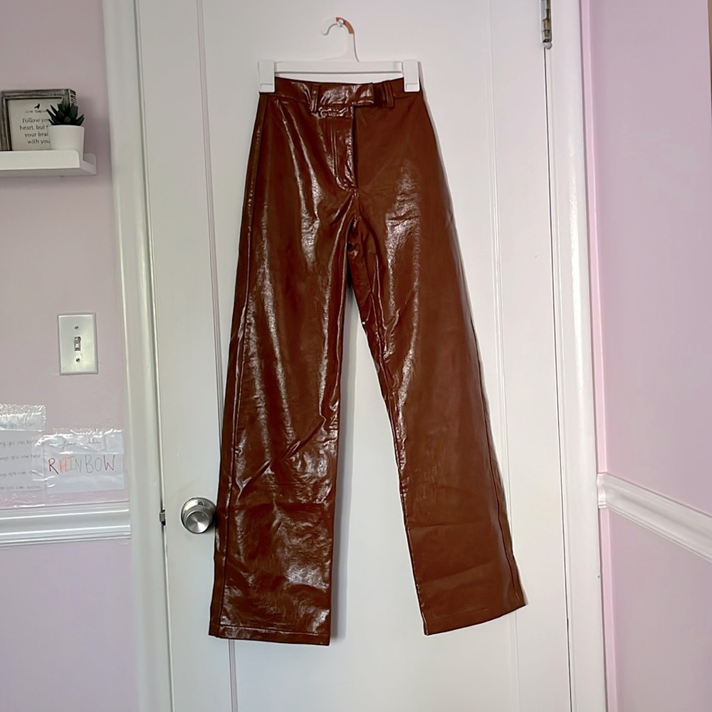 Cotton on, tan leather pants, size 2